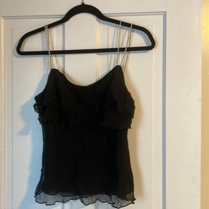 ABS TOP WITH RHINESTONE STRAPS
